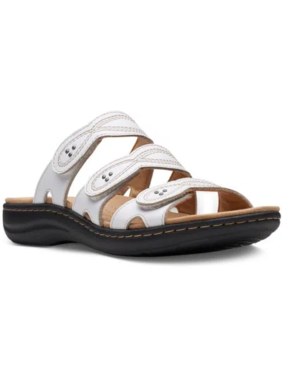 Shop Clarks Laurieann Ayla Womens Leather Slip On Slide Sandals In White