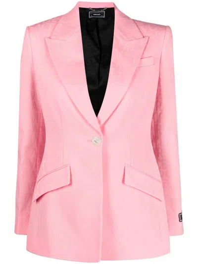 Versace Informal Tailored Wool Blazer Jacket In Pink
