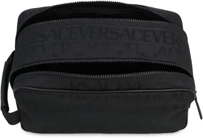 Shop Versace Nylon Wash Bag In Black