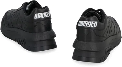 Shop Versace Odissea Leather Low-top Sneakers In Black