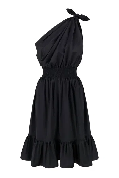 Monica Nera Demi Midi Silk Dress In Black In Black