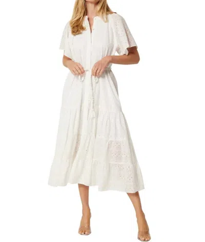 Shop Misa Mallory Midi Dress In White Eyelet In Multi