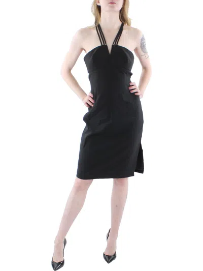 Shop Aidan Mattox Womens Strappy Short Midi Dress In Black