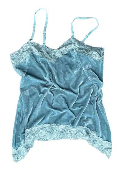 Shop Jaded Gypsy Sweet Lace Velvet Cami In Blue