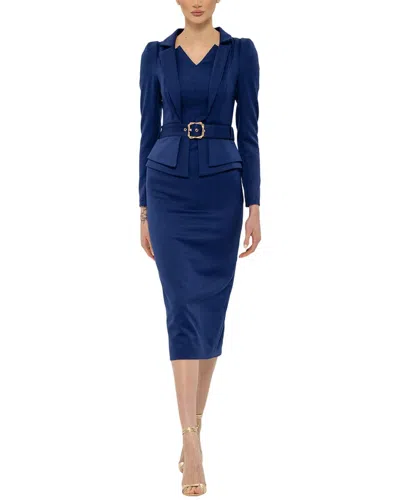Shop Bgl Wool-blend Midi Dress In Blue