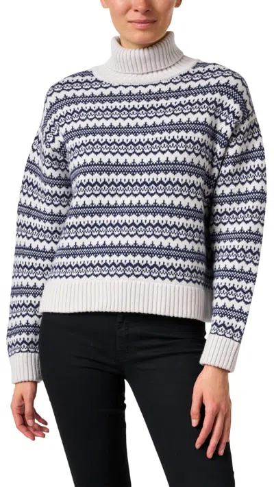 Shop Jumper1234 Striped Fog Turtleneck Sweater In Grey/navy In Multi
