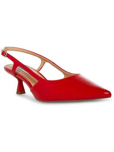 Shop Steve Madden Legaci Womens Patent Cut-out Slingback Heels In Red