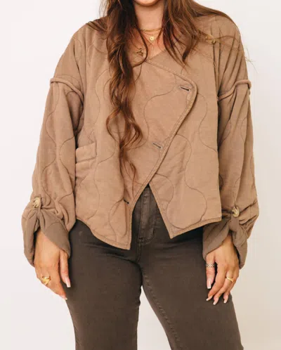 Shop Oli & Hali Bohemian Bliss Quilted Cropped Jacket In Mocha In Brown