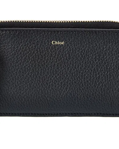Shop Chloé Alphabet Leather Card Case In Black
