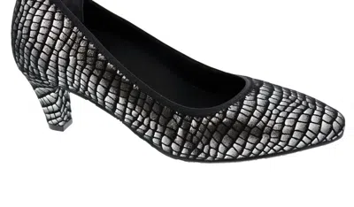Shop Ros Hommerson Karat Dress Shoe In Silver Croc In Multi