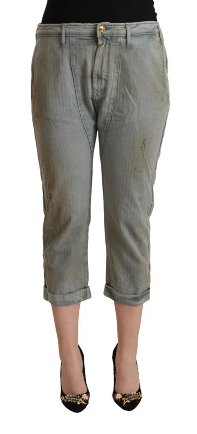 Shop Cycle 100% Cotton Mid Waist Skinny Cropped Women's Pants In Grey
