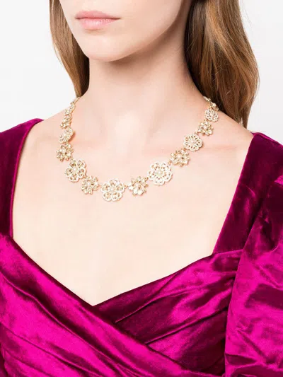 Marchesa Gold-tone Crystal & Imitation Pearl Cluster Flower All-around Collar Necklace, 16" + 3" Extender In Gold