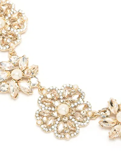 Marchesa Gold-tone Crystal & Imitation Pearl Cluster Flower All-around Collar Necklace, 16" + 3" Extender In Gold