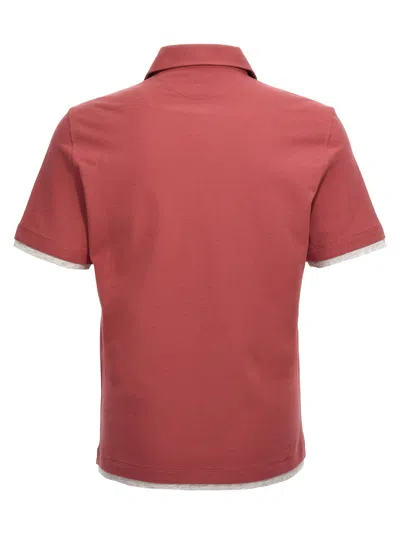 Shop Brunello Cucinelli Double Layer Effect  Shirt Polo Fuchsia