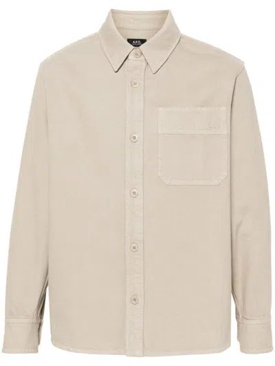 Shop Apc A.p.c. Surchemise Basile Brodee Poitrine Clothing In Brown