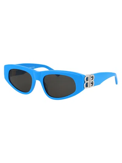 Shop Balenciaga Sunglasses In 011 Light Blue Silver Grey