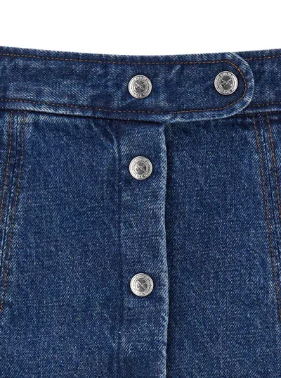 Shop Apc Blue Mini-skirt With Front Buttons In Cotton Denim Woman