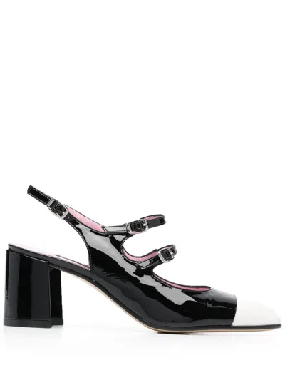 Shop Carel Paris Black/ivory Patent Leather T-s Shoes In Vernis Noir/ivoire