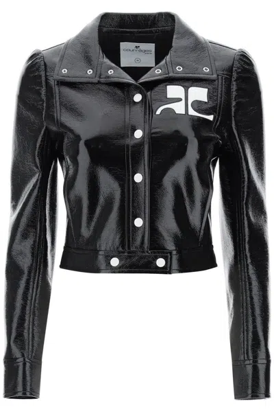 Shop Courrèges Courreges Re-edition Jacket In Coated Cotton In Black