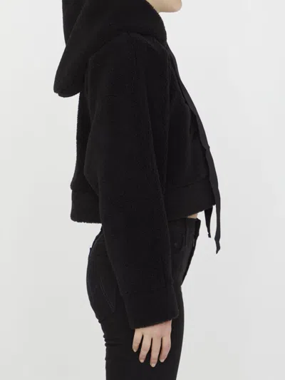 Shop Patou Cropped Medallion Logo Hoodie In Black