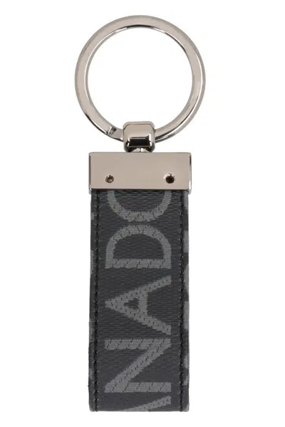 Shop Dolce & Gabbana Fabric Key Ring With Logo In Black