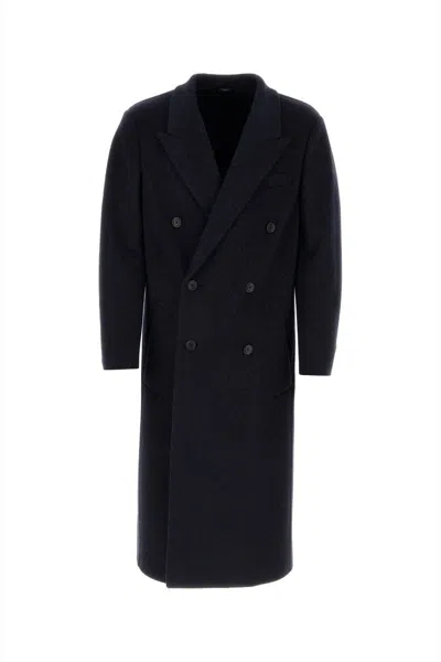 Fendi Black Wool Double-breasted Trench Coat In Black