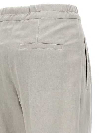 Shop Brunello Cucinelli Linen Cotton Trousers Pants White
