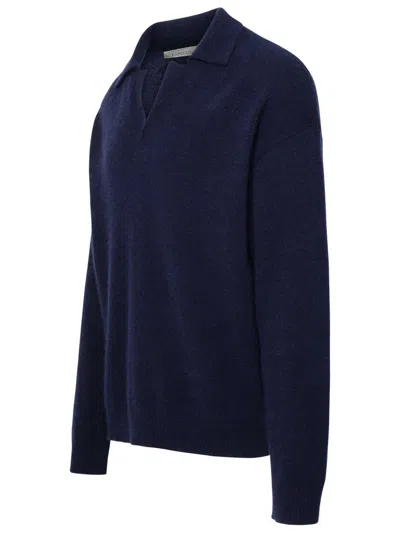 Shop Laneus Polo Shirt In Blue Cashmere Blend In Navy