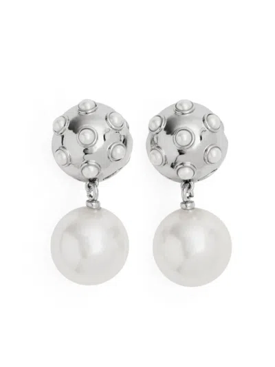 Shop Marc Jacobs Pearl Dot Drop Earrings Accessories In White