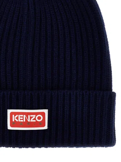 Shop Kenzo Logo Patch Beanie Hats Blue