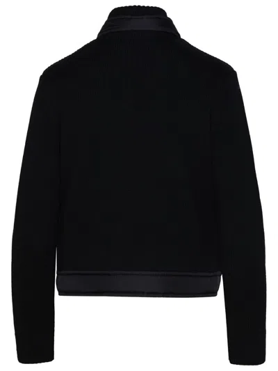 Shop Moncler Grenoble Tricot Cardigan In Black Virgin Wool Blend