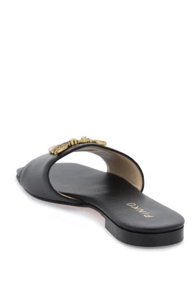 Shop Pinko Love Birds Leather Slides