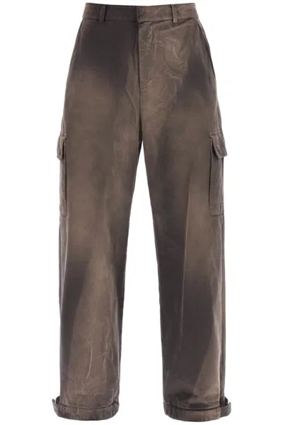 Shop Off-white Washed-effect Cargo Pants In Brown