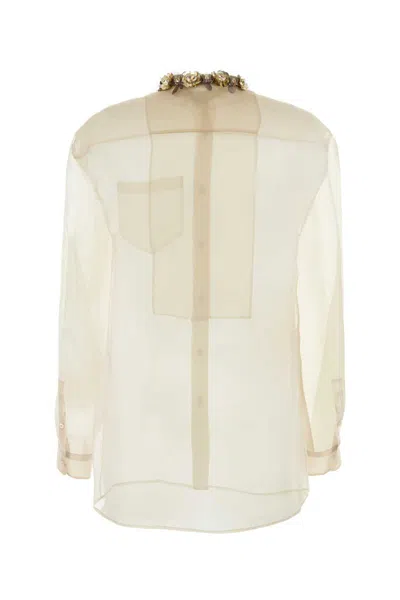 Prada Sand Silk Shirt In Neutral