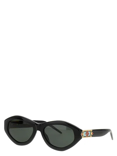 Shop Casablanca Monogram Plaque Sunglasses Black