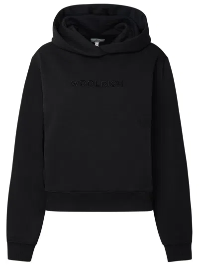 Shop Woolrich Black Cotton Sweatshirt