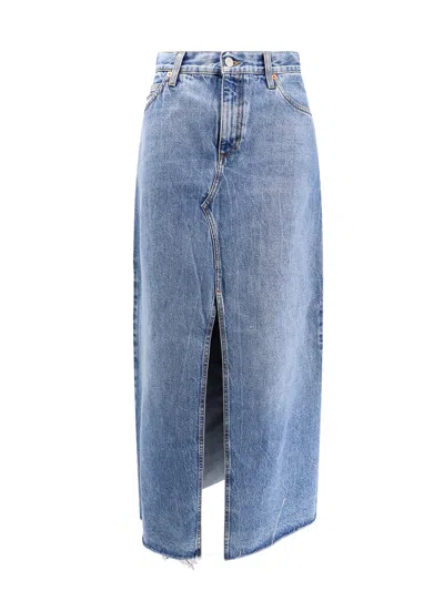 Shop Gucci Organic Denim Long Skirt With  Made In Italy Label