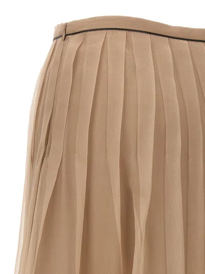 Shop Brunello Cucinelli Pleated Skirt Skirts Beige