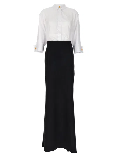 Shop Elisabetta Franchi Red Carpet Dresses White/black