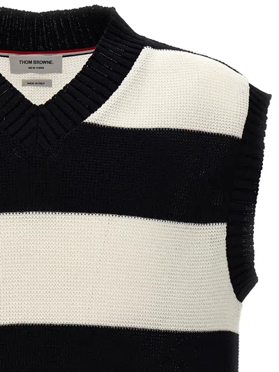Shop Thom Browne Rugby Stripe Sweater, Cardigans Blue
