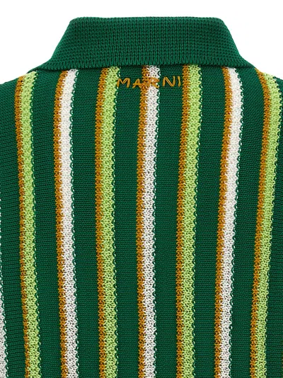 Shop Marni Striped  Shirt Polo Green