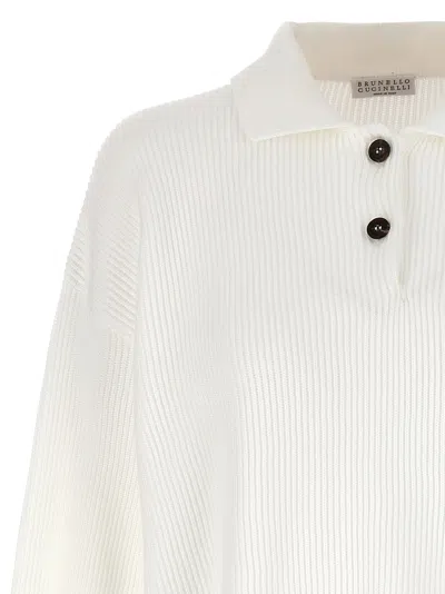 Shop Brunello Cucinelli Sweater Polo White