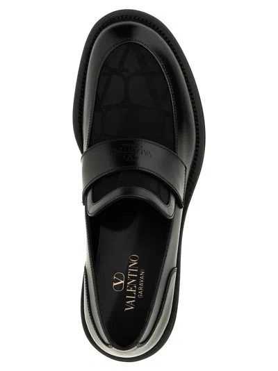 Shop Valentino Toile Iconographe Loafers Black