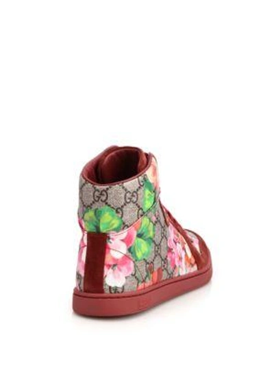 Shop Gucci Marine Floral-print Canvas & Suede Sneakers In Multi