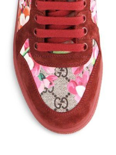Shop Gucci Marine Floral-print Canvas & Suede Sneakers In Multi