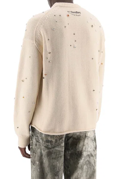 Shop Acne Studios "studded Pullover With Animation Men In Cream