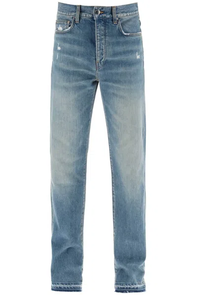 Shop Amiri "five-pocket Distressed Effect Jeans" Men In Blue