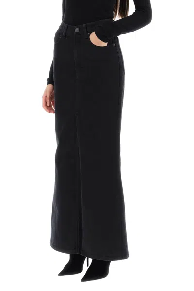 Shop Balenciaga Maxi Skirt In Denim Women In Black