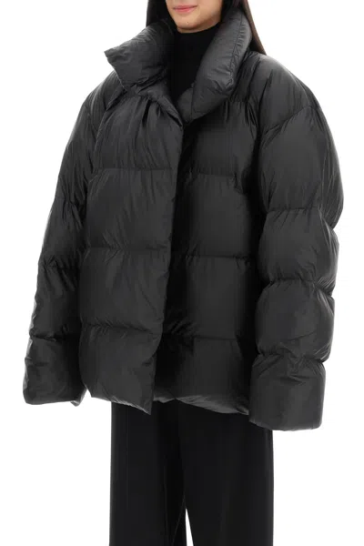 Shop Balenciaga Maxi Wrap Puffer Jacket In Coated Nylon Women In Black