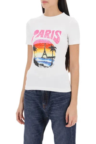 Shop Balenciaga Paris Tropical T-shirt Women In White